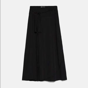 Worn once Zara Black Midi Wrap Skirt With Matching Ties